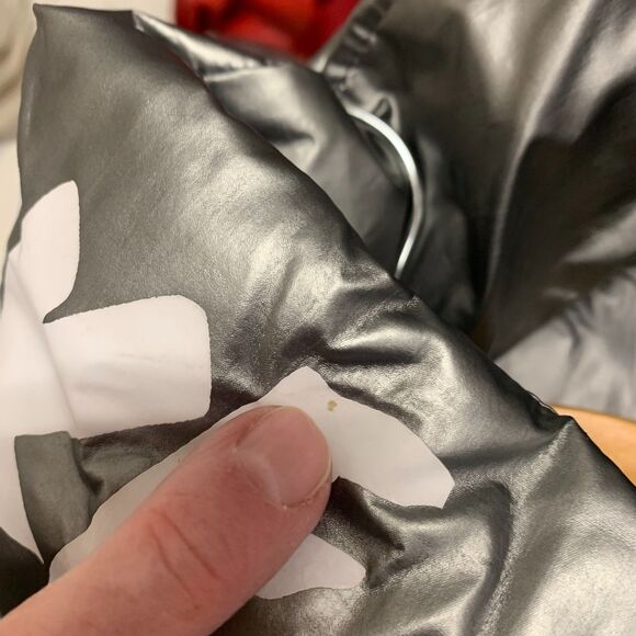 MACEOO + Gold Strike Mens Puffer Jacket Silver Metallic Shiny Spellout XL - Picture 14 of 14